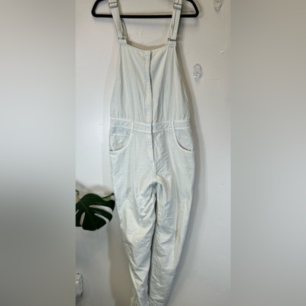urban outfitters 100% cotton overalls zipper jumpsuit sz8  white top beige BDG
